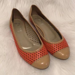 Nude and orange flats
